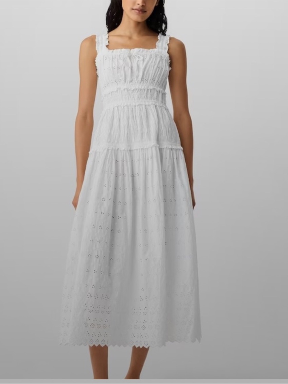 GAP Doen White Eyelet Midi Dress Sz L, gorgeous!